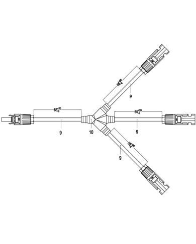 Zlučovacie konektory MC4 1x3 s kabelom - pár